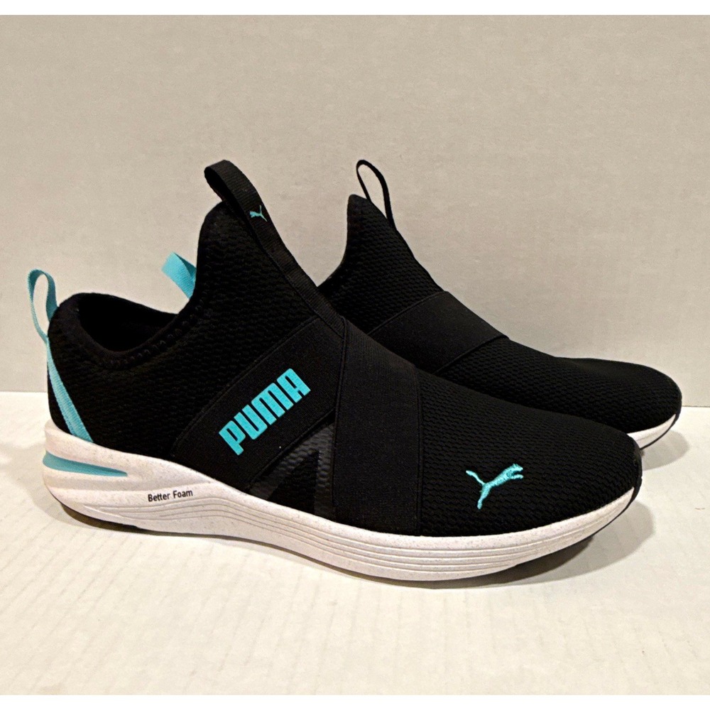 PUMA BetterFoam Women's 9 Slip-On Athletic Sneakers Black/Blue/White 376542-05